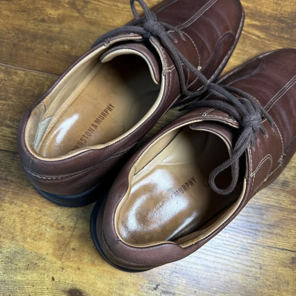 Johnston & Murphy XC4 20-7223 Brown Pebble Grain Leather Oxford Mens 8.5 M